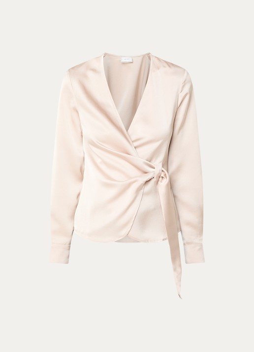 Neo Noir Petris blouse van satijn  - voorkant naturel