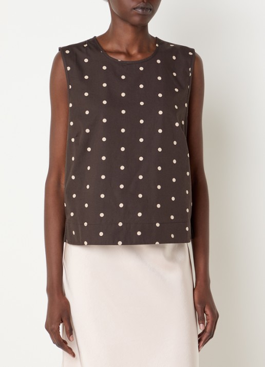 Neo Noir Polly mouwloze top met stippenprint