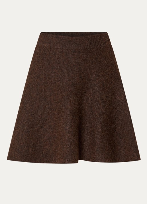 Neo Noir Renata mini rok in wolblend - voorkant 2 hazelnootbruin