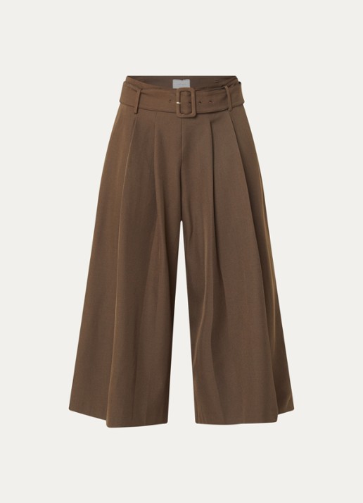 Neo Noir Rilene high waist wide fit culotte met ceintuur - voorkant bruin