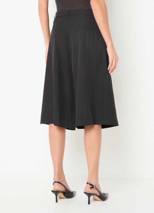 Neo Noir Rima high waist wide fit korte pantalon met plooidetail - achterkant 3 zwart