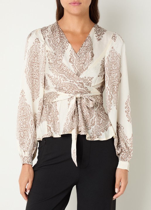 Neo Noir Rista blouse met paisley dessin en strikceintuur