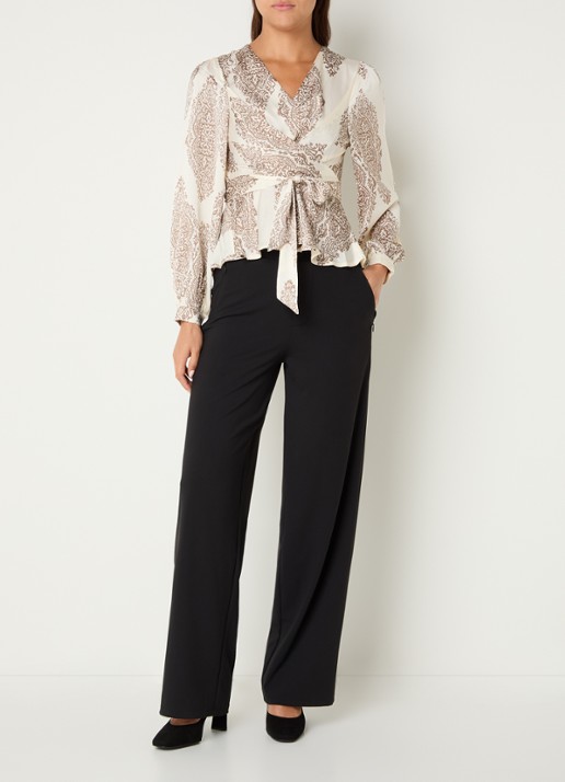 Neo Noir Rista blouse met paisley dessin en strikceintuur - voorkant 2 ivoor