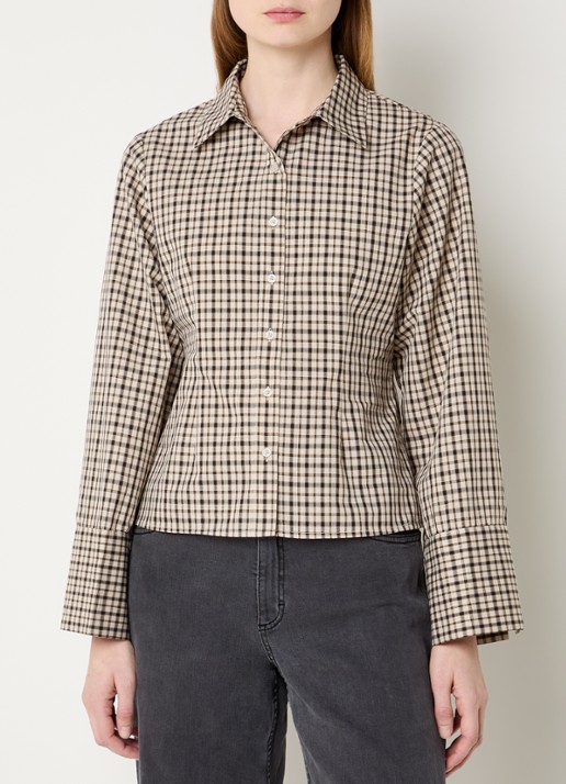 Neo Noir Rosa blouse met ruitdessin