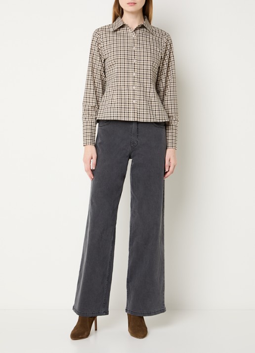 Neo Noir Rosa blouse met ruitdessin - voorkant 4 beige