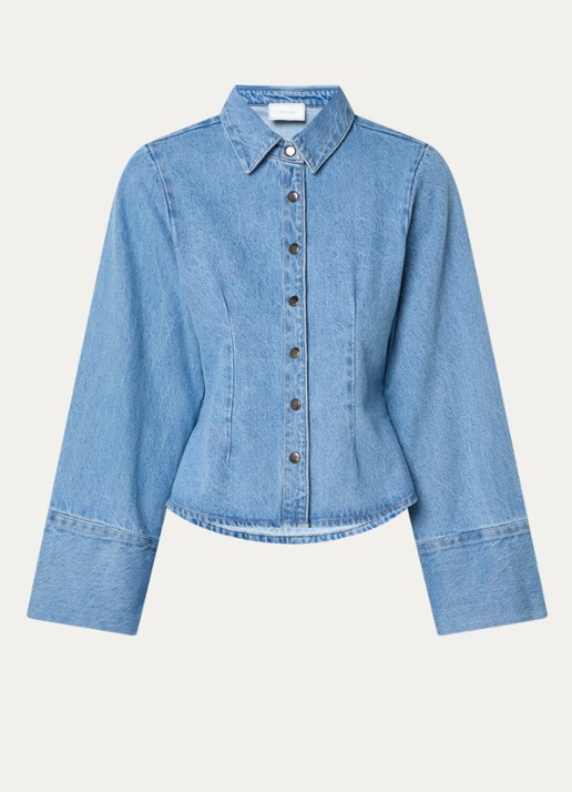 Neo Noir Rosa blouse van denim - voorkant 3 donkerblauw