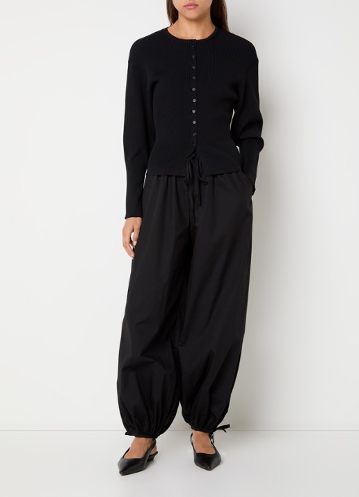 Neo Noir Roxane high waist balloon fit broek met steekzakken - voorkant 2 zwart