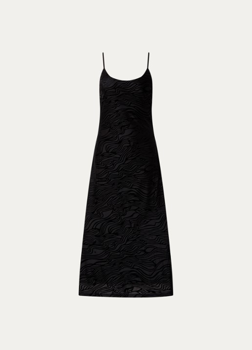 Neo Noir Sali midi jurk met zebraprint en spaghettibandjes - voorkant zwart