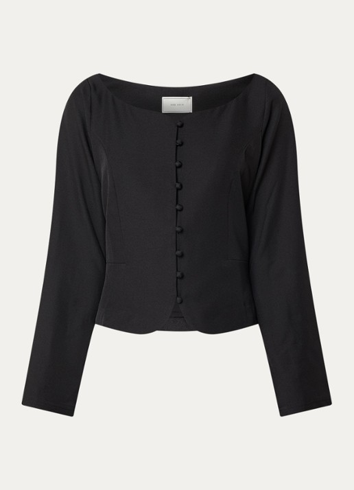 Neo Noir Salsa blouse met siernaad - voorkant 2 zwart