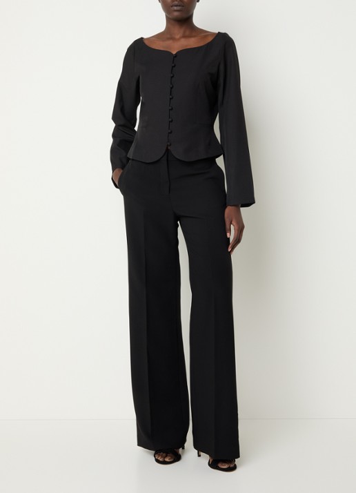 Neo Noir Salsa blouse met siernaad - voorkant 3 zwart