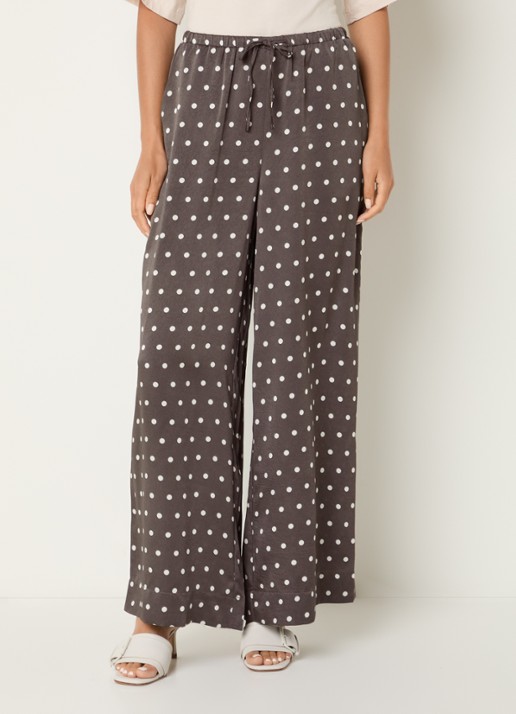Neo Noir Sebba high waist wide fit pantalon met stippenprint