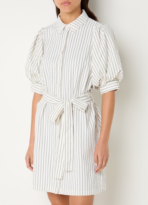 Neo Noir Serene mini blouse jurk met streepprint en strikceintuur