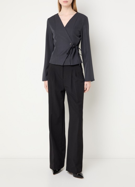 Neo Noir Simmi tuniek met gestrikt detail - voorkant 4 antraciet