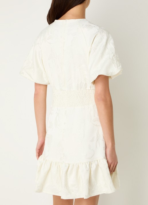Neo Noir Sulli mini jurk met jacquard dessin - achterkant gebroken wit