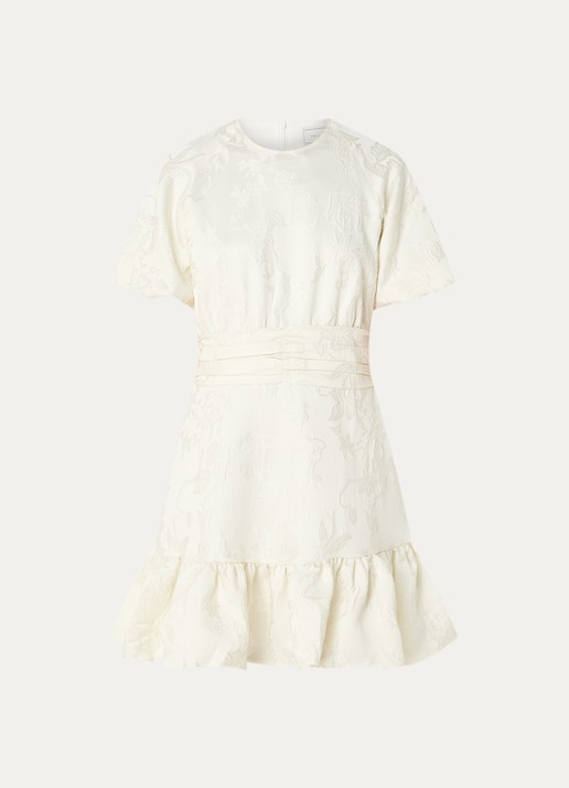 Neo Noir Sulli mini jurk met jacquard dessin - voorkant 2 gebroken wit