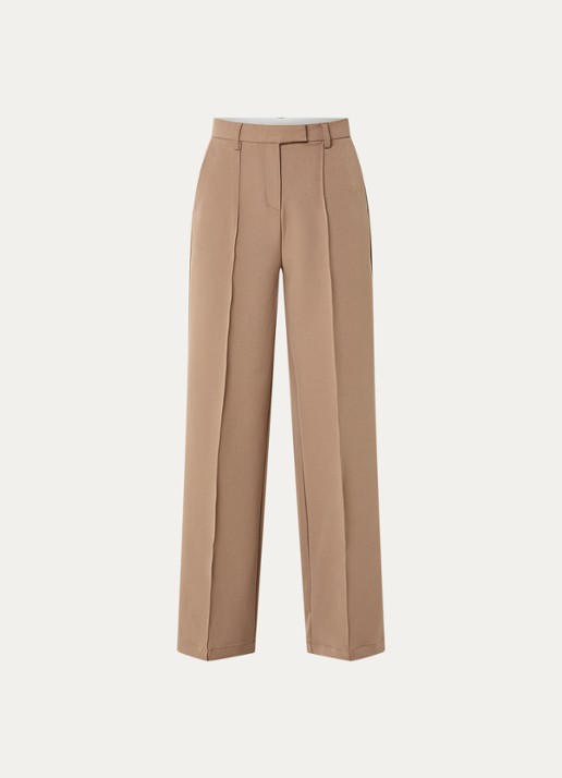 Neo Noir Sury high waist loose fit pantalon met steekzakken - voorkant camel