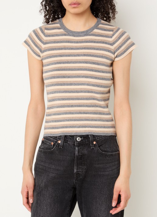 Neo Noir Tirra ribgebreide top met streepprint