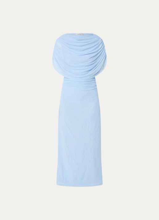 Neo Noir Tottuna off shoulder midi jurk met gedrapeerd detail - voorkant 3 lichtblauw