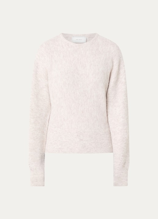 Neo Noir Turuna grofgebreide pullover in wolblend - voorkant beige