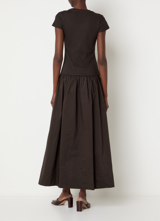 Neo Noir Tuscany maxi jurk met steekzakken - achterkant 4 chocoladebruin