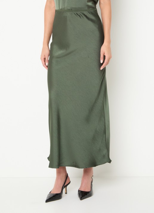 Neo Noir Vicky maxi rok van satijn - detail 4 groen