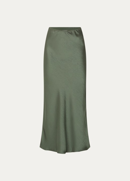 Neo Noir Vicky maxi rok van satijn - voorkant 2 groen