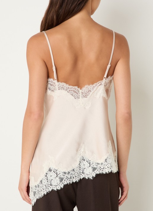 Neo Noir Viole pyjamatop van satijn met details van kant - achterkant 4 beige