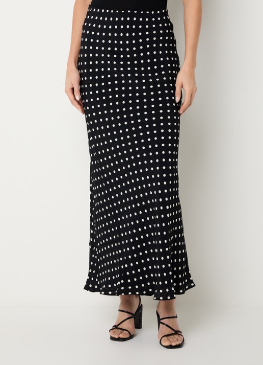 Neo Noir Viso maxi rok met stippenprint