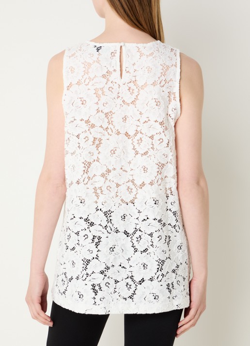 Neo Noir Vivien semi-transparante top met broderie - achterkant gebroken wit