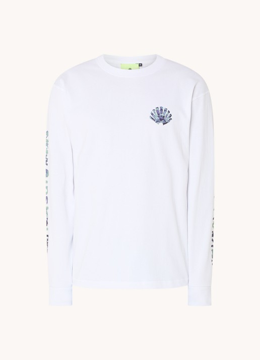 New Amsterdam Surf Association Aquarelle longsleeve met logo- en backprint - voorkant 2 wit