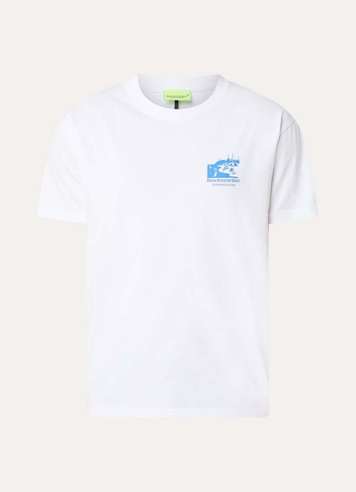 New Amsterdam Surf Association Beach T-shirt met logo- en backprint - voorkant 3 wit