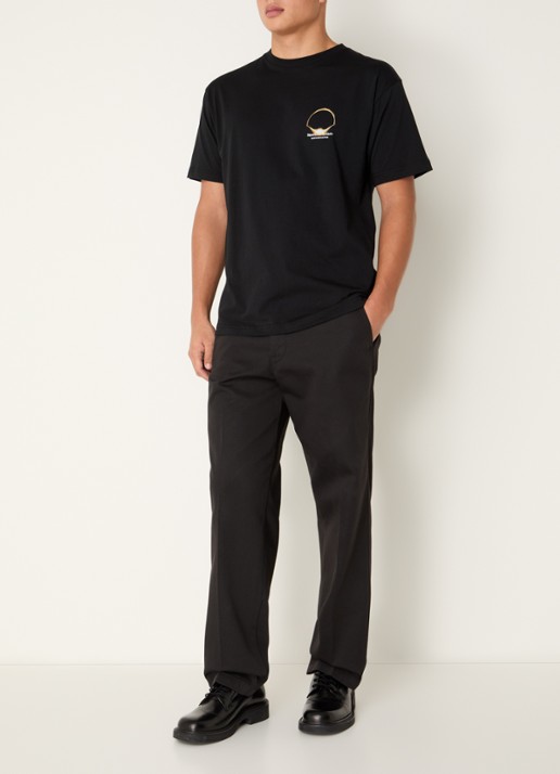 New Amsterdam Surf Association Eclipse T-shirt met logo- en backprint - voorkant 2 zwart