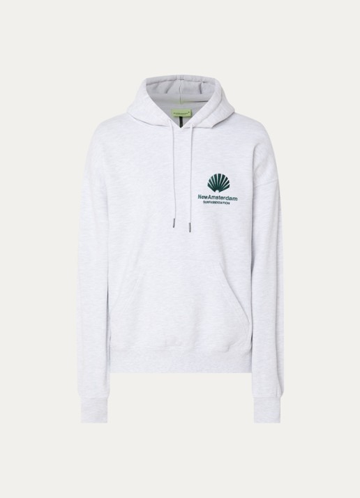 New Amsterdam Surf Association Hoodie met logoborduring - voorkant 3 grijsmele