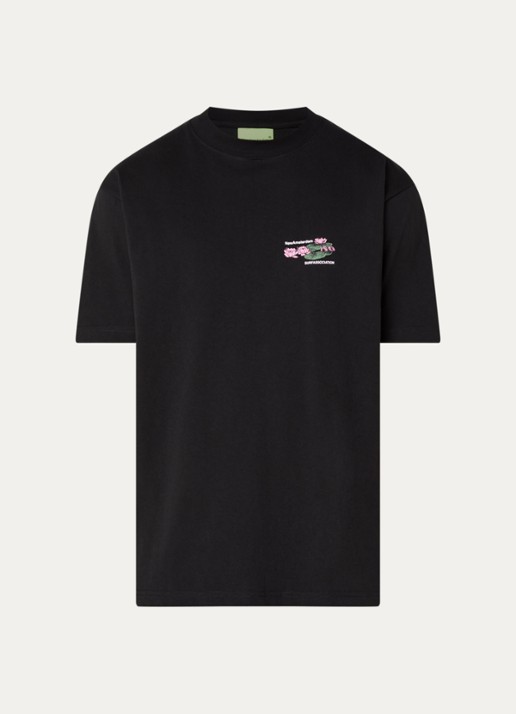 New Amsterdam Surf Association Lilies T-shirt met front- en backprint - voorkant 2 zwart