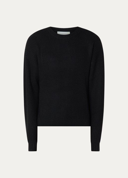 New Amsterdam Surf Association Line grofgebreide trui met ingebreid logo - voorkant 2 zwart