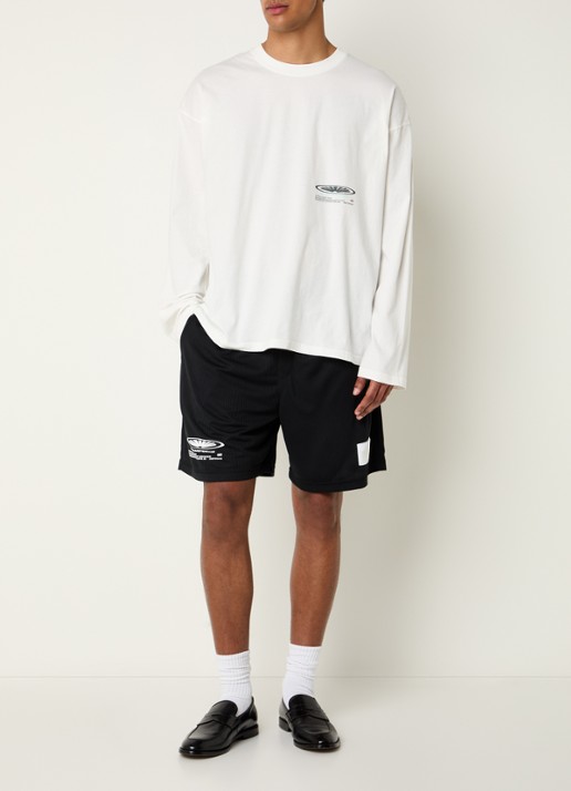 New Amsterdam Surf Association Longsleeve met logo- en backprint - voorkant 3 gebroken wit