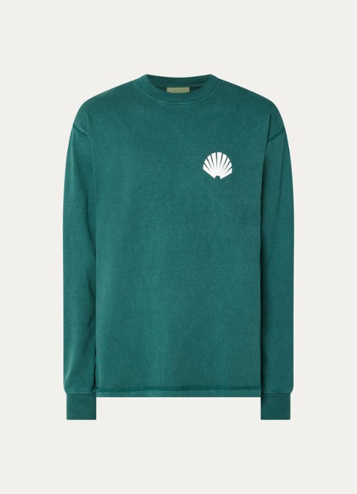 New Amsterdam Surf Association  Longsleeve met logo- en backprint - voorkant zeegroen