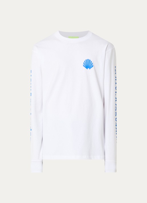 New Amsterdam Surf Association  Longsleeve met logo- en backprint - voorkant kobaltblauw