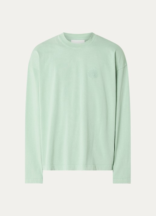 New Amsterdam Surf Association Longsleeve met logoborduring - voorkant lichtgroen