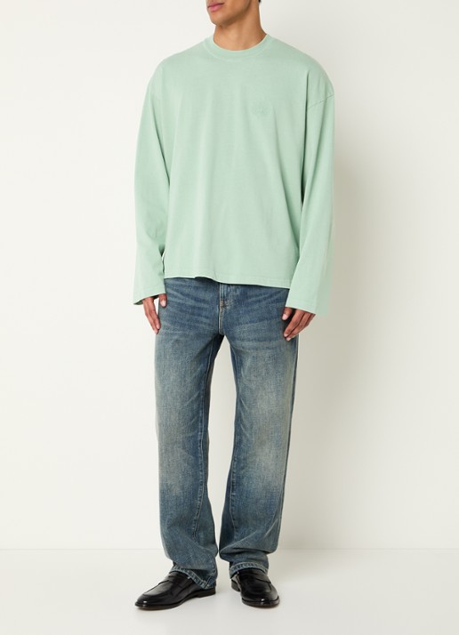 New Amsterdam Surf Association Longsleeve met logoborduring - voorkant 2 lichtgroen