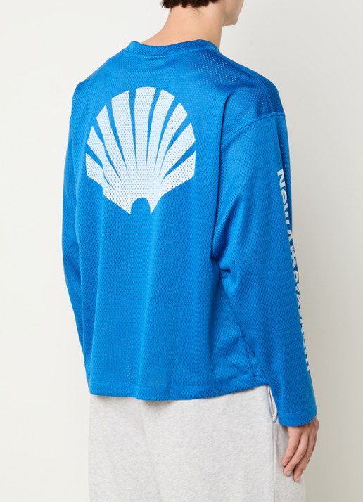 New Amsterdam Surf Association Longsleeve van mesh met logo- en backprint - detail 2 blauw