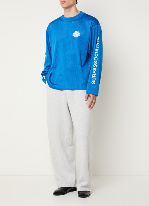 New Amsterdam Surf Association Longsleeve van mesh met logo- en backprint - voorkant 4 blauw