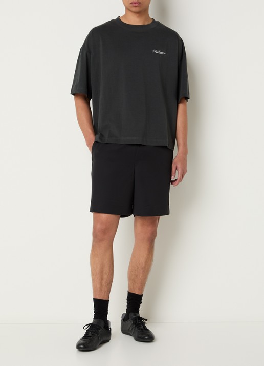 New Amsterdam Surf Association Loose fit korte broek met print - voorkant 4 zwart