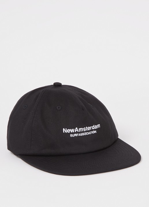 New Amsterdam Surf Association Pet met logoborduring - voorkant 2 zwart