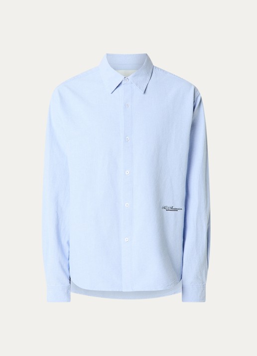 New Amsterdam Surf Association Regular fit overhemd met logoborduring  - voorkant lichtblauw