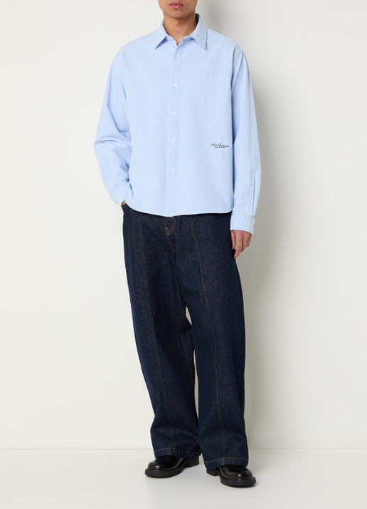 New Amsterdam Surf Association Regular fit overhemd met logoborduring  - voorkant 2 lichtblauw