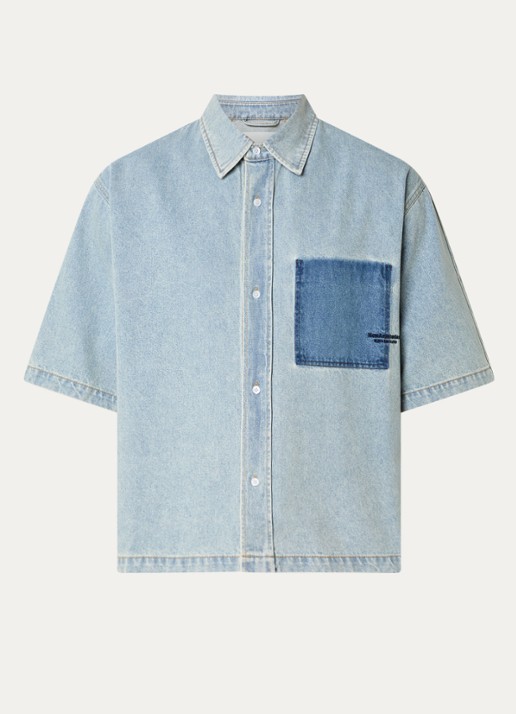 New Amsterdam Surf Association Regular fit overhemd van denim met logo