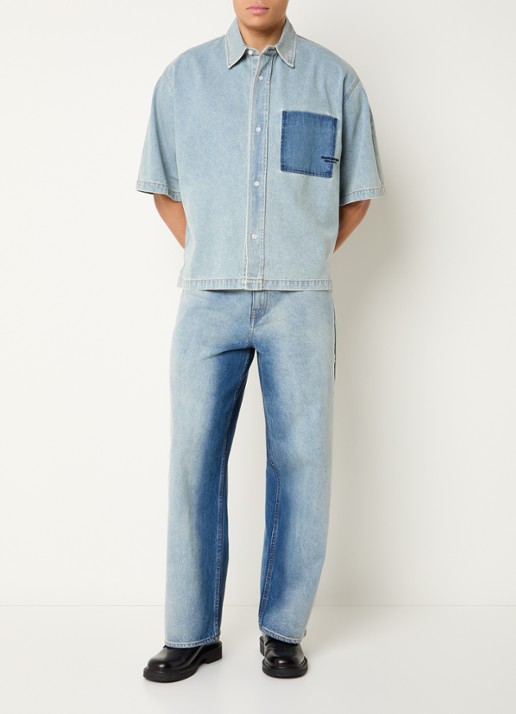 New Amsterdam Surf Association Regular fit overhemd van denim met logo - voorkant 3 blauwgrijs