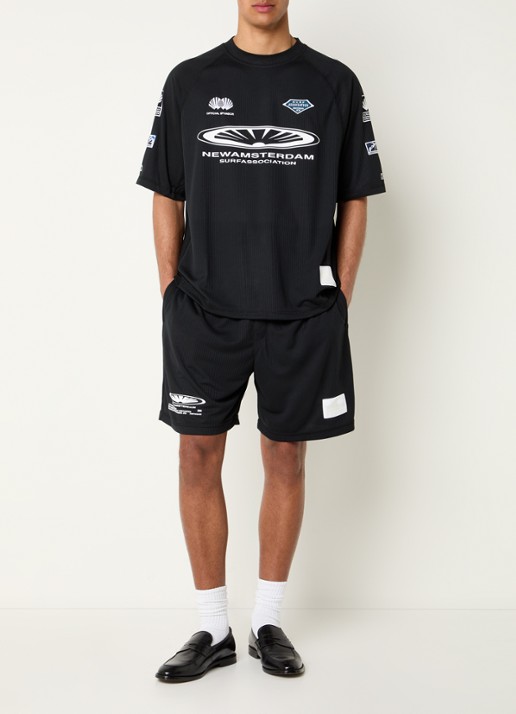 New Amsterdam Surf Association Straight fit korte broek met ritszakken - voorkant 4 blauw