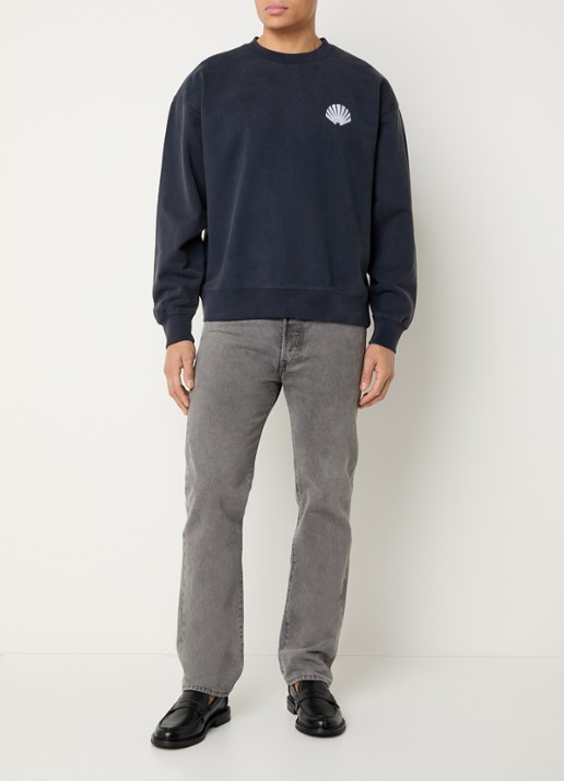 New Amsterdam Surf Association Sweater met logo- en backprint - voorkant 2 donkerblauw